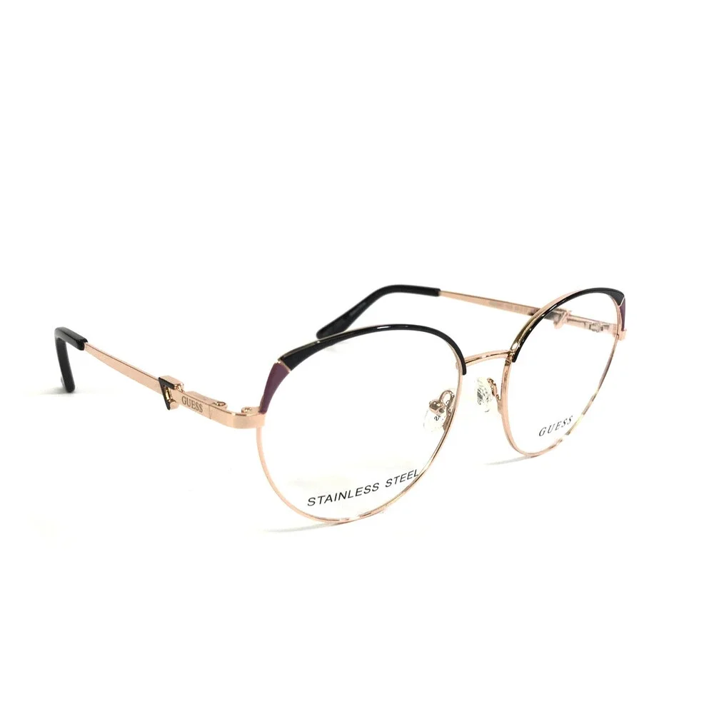 Guess Eyeglasses Frames GU2867 005 Black Rose Gold Round Full Rim 53-17-140